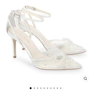Bella Belle Norah Ivory Floral Wedding Heel Ankle Strap Bridal Shoes